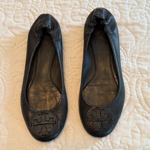 Tory Burch Black Textured Flats